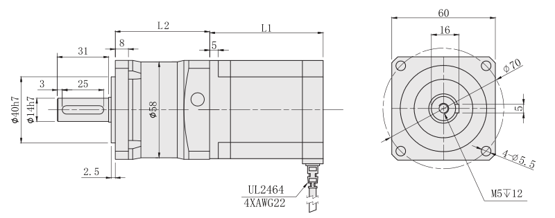 PF60行星減速機外形尺寸圖