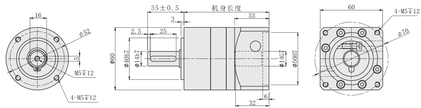 PE60減速箱外形尺寸圖