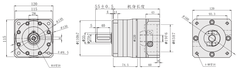 PF120減速箱外形尺寸圖