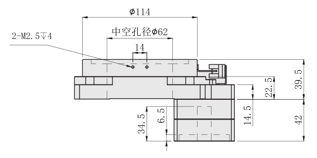 DH130中空旋轉平台外形尺寸圖